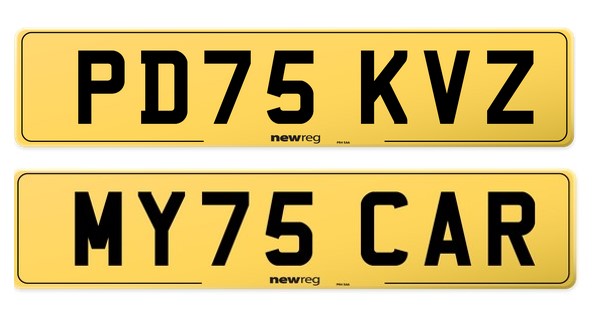 Standard number plates - PD75 KVZ & Private Number Plates - MY75 CAR