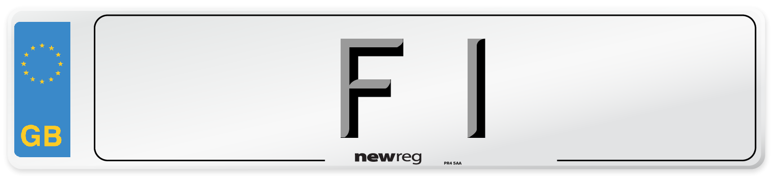 Dateless style number plate example displaying F 1